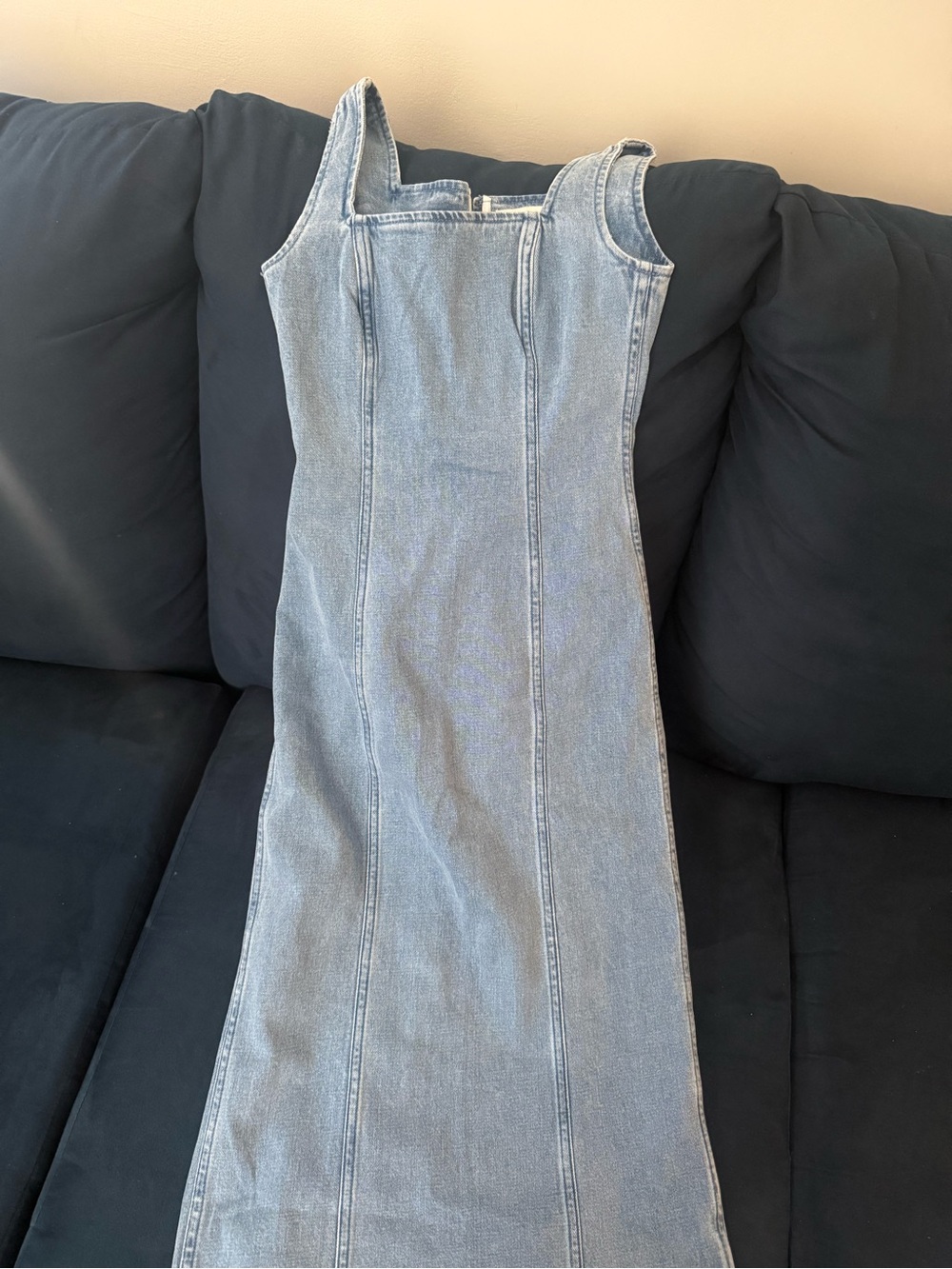 Abercrombie & Fitch Light Blue Denim Maxi Tank Dress with back slit